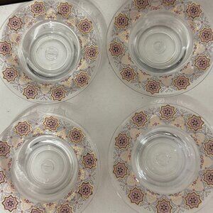 Dimlaj Vintage Saucer Set(4) Pink Red Black Gold Made In H.J.K.